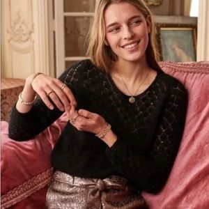 Sezane | Black Mohair and Alpaca Blend Hortense Knit Sweater Jumper XS